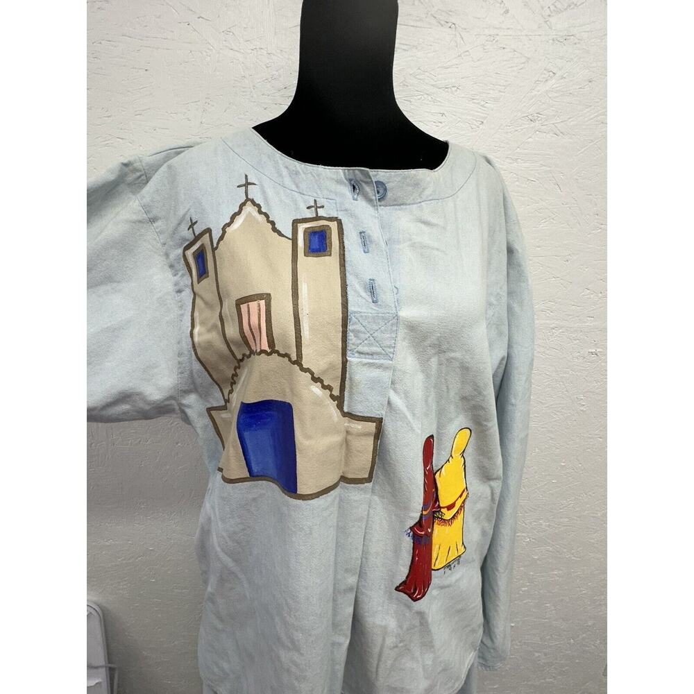 Vintage 80s Sunbelt Denim Cotton Hand Painted Set Made‎ In USA - Picture 2 of 14